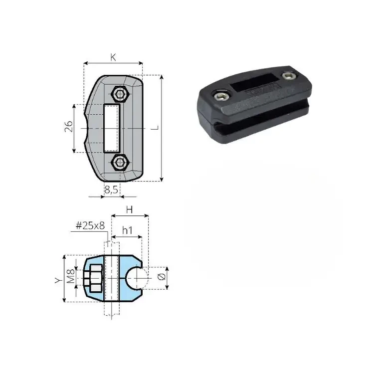 Single Round Bar Conveyor Guide Clamps