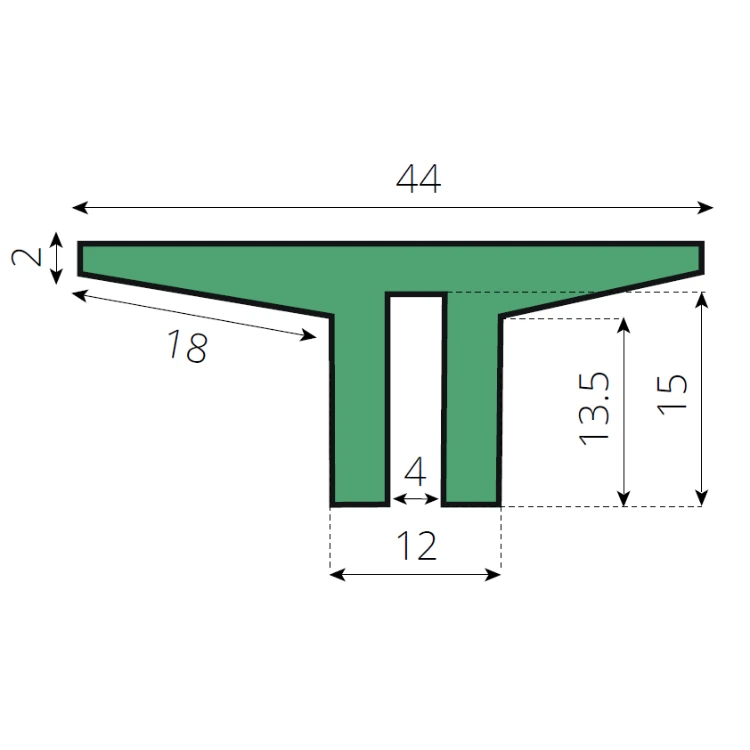 W088 T-Profile Wear Strip — 44 × 4