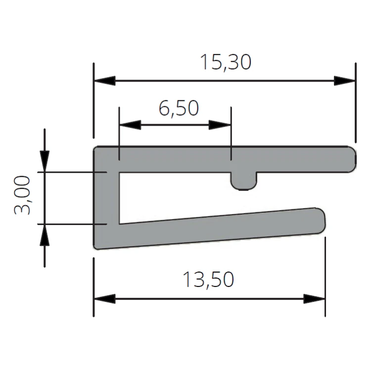 W592 Clip-On L-Profile Wear Strip — 15.3 × 3