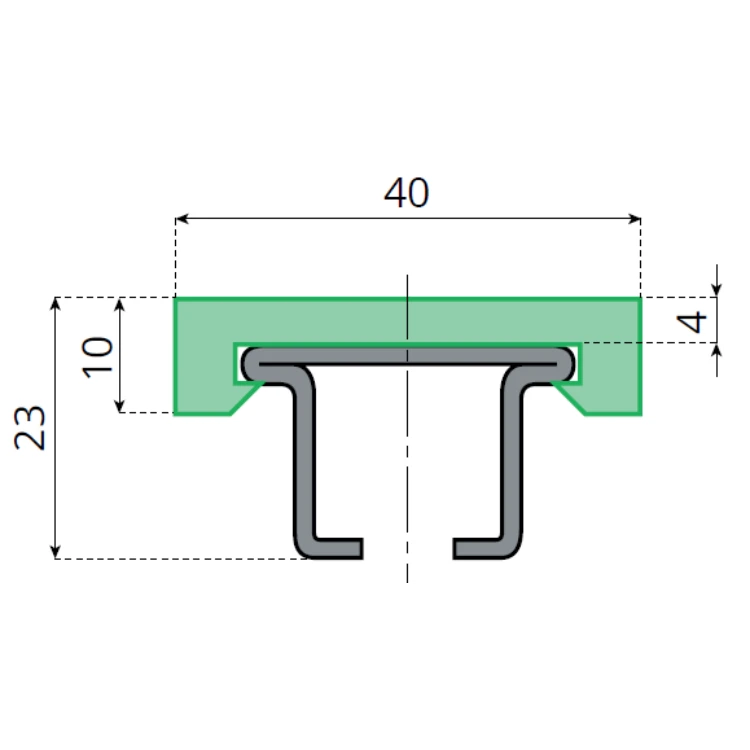 W652 Clip-On C-Section Wear Strip with Steel Backing